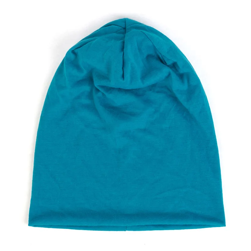 Lake Blue Сплошной цвет slouky Beanie для женщин модные мужские кепки из хлопка тюрбан шапки унисекс Beanies женские весенне-зимние шапки эластичные - Цвет: Lake Blue