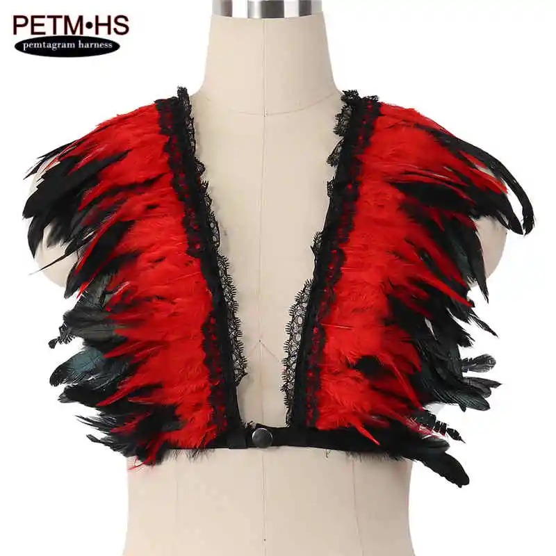 Style O0303 Цвет перьевые эполеты Бюстгальтер плечевой крылья BurningMan танцевальных фестивалях восторженные одежда стимпанк готический организм нижнего белья - Цвет: Style O0303