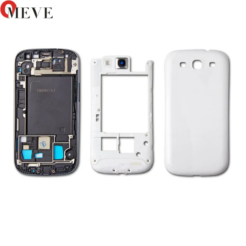 5 комплектов, полный корпус для samsung Galaxy S3 I9300 i9305 s3 neo 9300i 9308i, передняя рамка+ средняя рамка+ крышка аккумулятора, запчасти для ремонта дверей