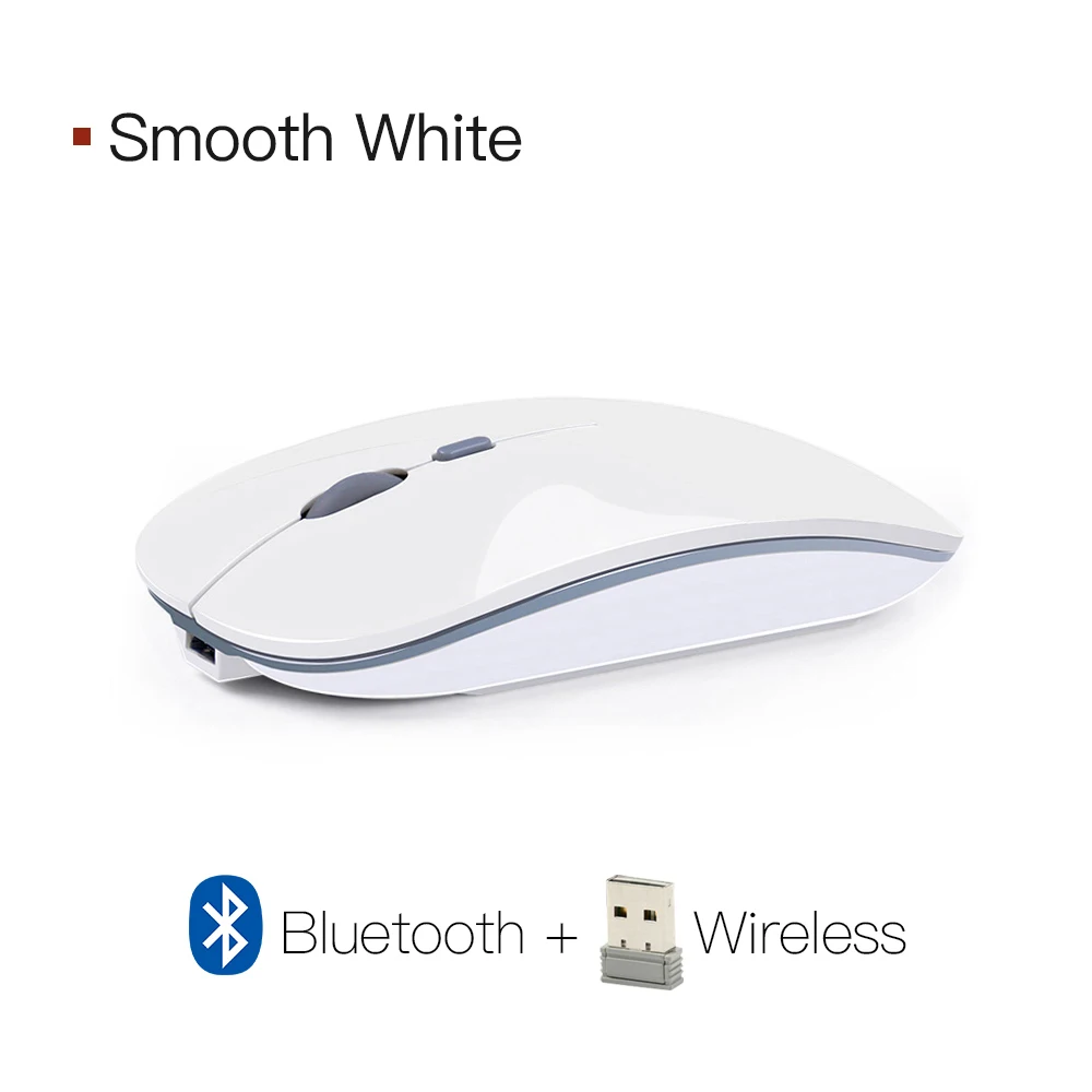 Беспроводная мышь Bluetooth мышь Бесшумная компьютерная мышь PC Mause Беспроводная перезаряжаемая эргономичная оптическая USB мышь 2,4 ГГц для ноутбука - Цвет: White Bluetooth