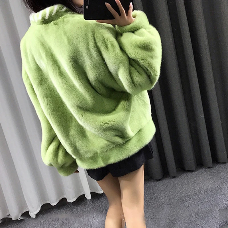 Шуба LVCHI Женская приталенная короткая из меха норки с V-образным вырезом отделка