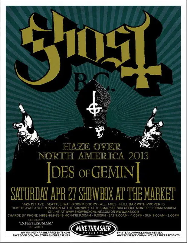 004 Ghost шведский плакат с музыкой из тяжелого металла 14x18 дюймов|heavy metal poster|posters music