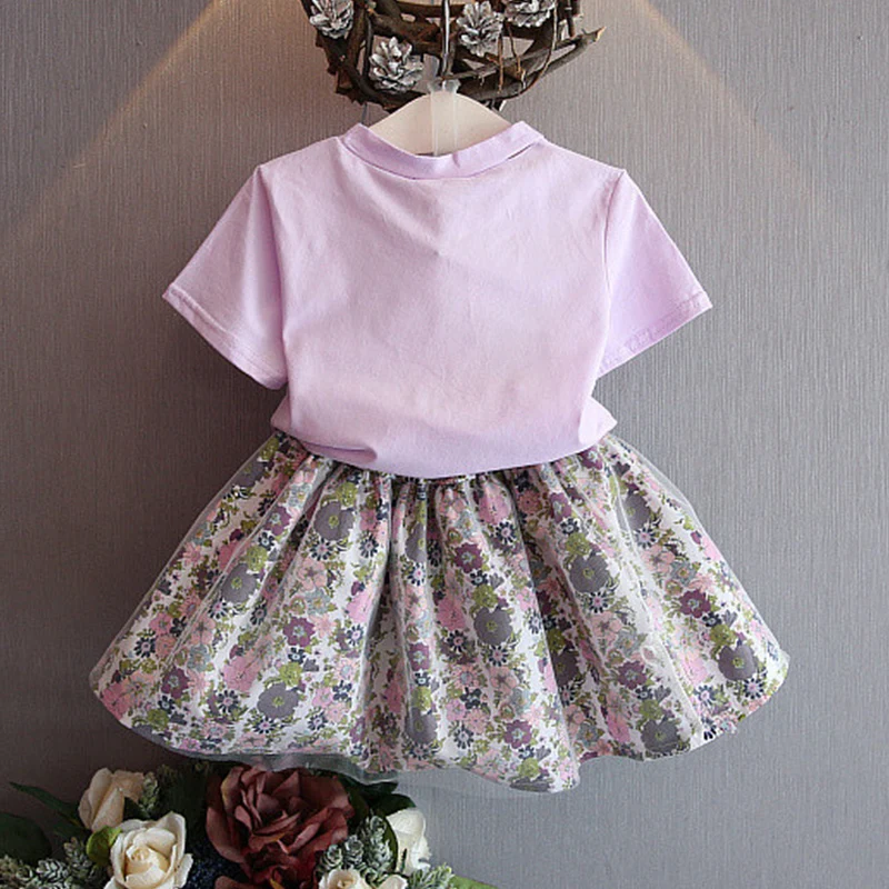 Комплекты одежды для девочек лето 2018 комплект маленьких Детская футболка с