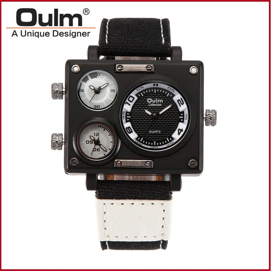 Роскошные Кварцевые часы брендовые прямоугольные Мужские кварцевые модные Oulm 3595