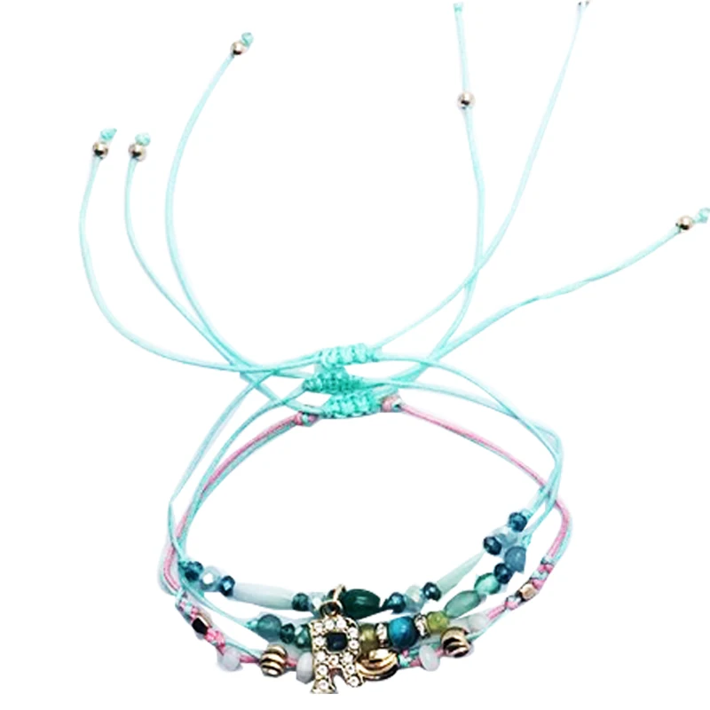NoEnName pcs Handmade DIY Crystal Letter Charm Bracelet Jewelry Bohemia Beads Weave String Rope Friendship Bracelets For Women | Украшения