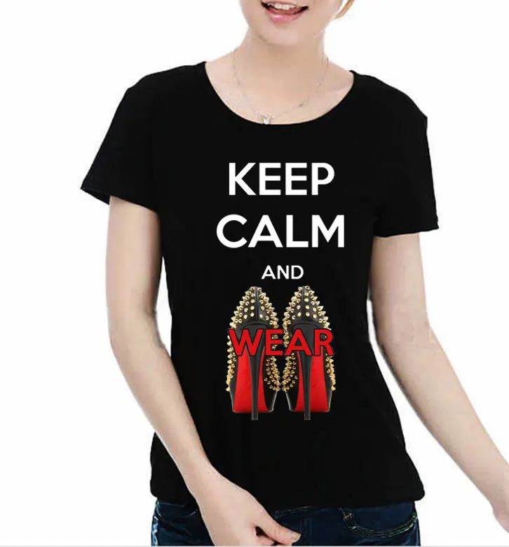 Новая модная футболка женский для девочек Женский пояс Тонкий keep calm и одежда лето