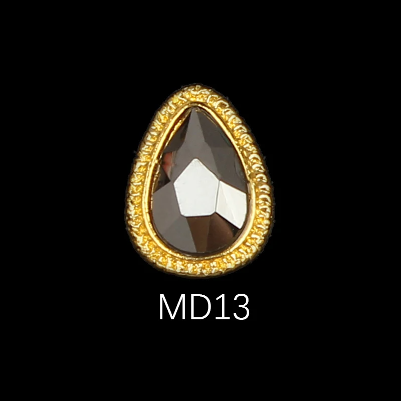 MD13 Korea Trend Nail Jewelry Style 10/30pcs Latest Metal Bezel Water Drop Stone Design 3D Nail Art Alloy Jewelry - Цвет: MD13