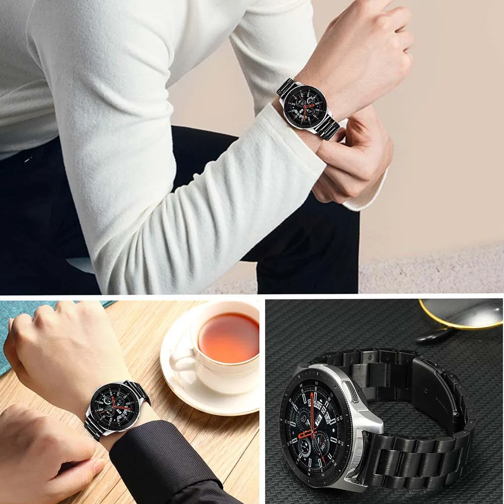 20 мм 22 натуральная телячья кожа + ремешок из нержавеющей стали для Samsung Galaxy Watch 42 46