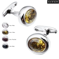 hawson 4 colors options zircon cuff links for tuxedo oval cuff button mens luxury jewey
