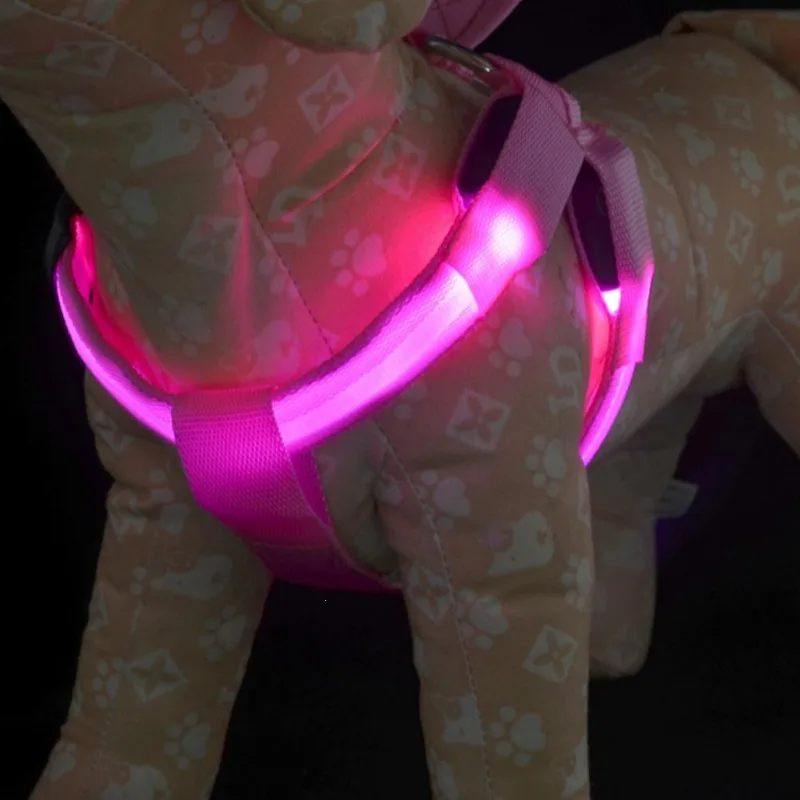 LED Dog Harness Luminous Rope Puppy Teddy Animals Clothes Coat Leash Vest S3 |