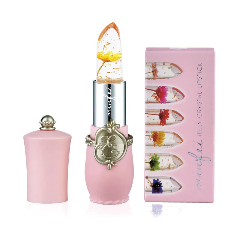 2018 новый бренд цветок желе помада прозрачный Цвет изменена красный для губ