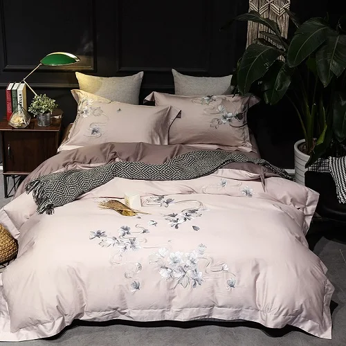 bedding set 5 Роскошный Египетский хлопок queen King size Постельный набор серый коричневый комплект постельного белья простыня пододеяльник parrure de lit Juego de cama - Цвет: bedding set 5