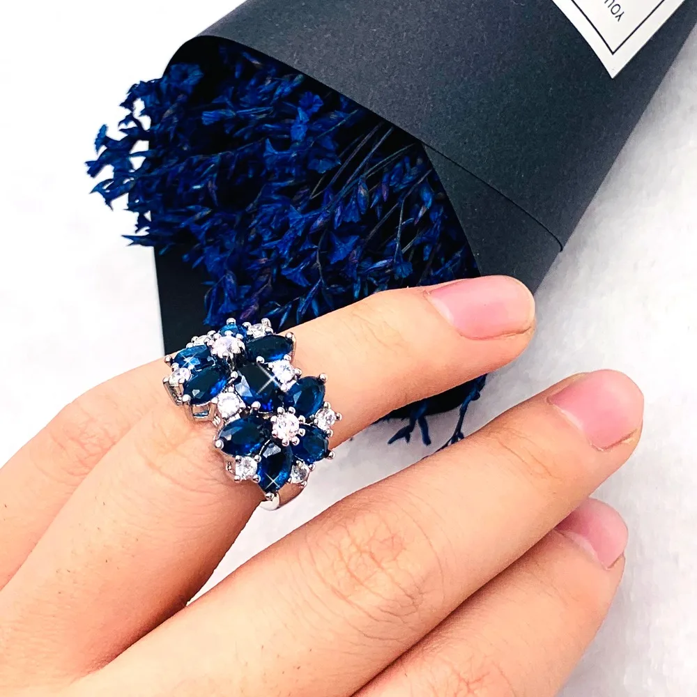 anillos plata 925 para mujer Fashion Trend Zircon Crystal Rose Glamour Lady Ring for Women's Gifts Jewelry Wholesale | Украшения и