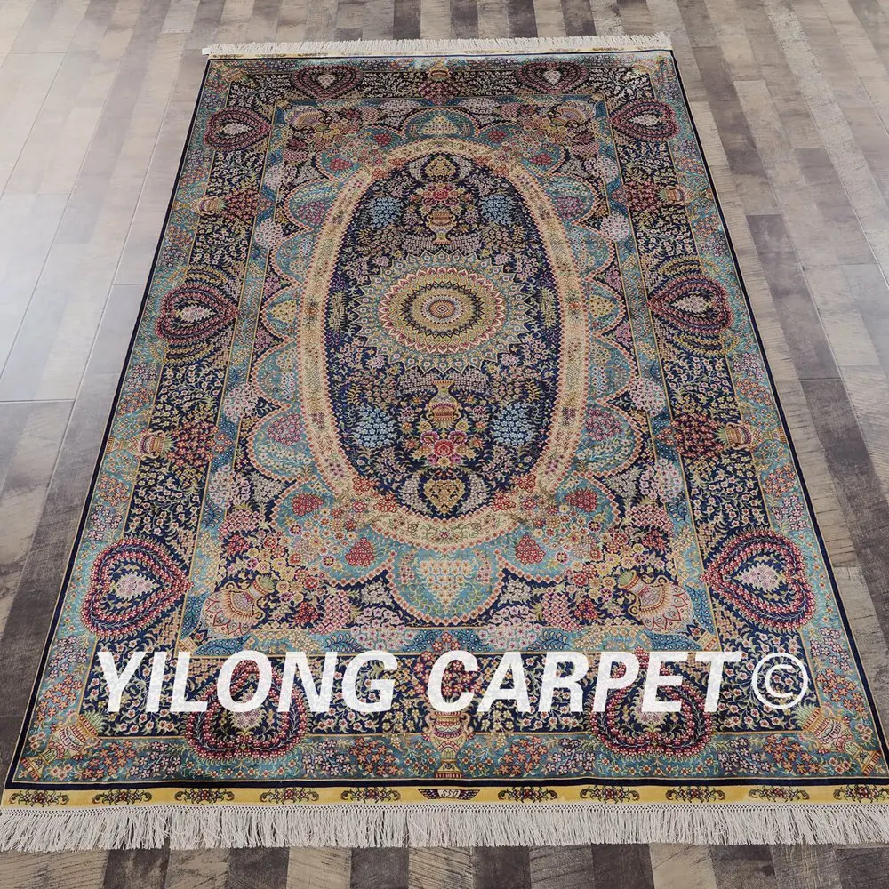 Yilong 5 'x 8' персидские коврики с цветочным узелком ручной работы турецкий