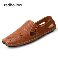 men fashion cow leather sandals summer man casual shoes slip on driving shoes moccasins soft sandals plus size 38 47