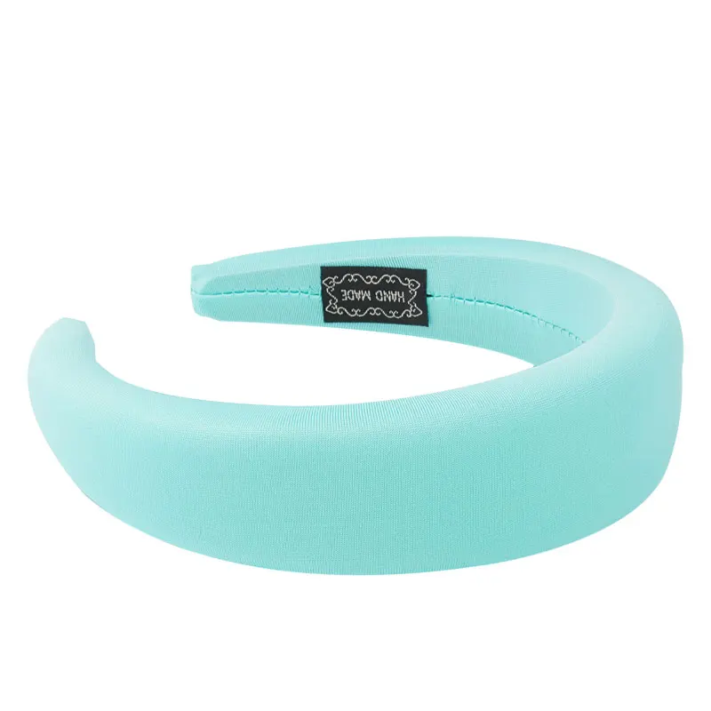 09 sky blue Fioday эластичные гладкие тканевые головные уборы для женщин и девочек, толстые повязки для волос ярких цветов, Женские винтажные обручи с ободком - Цвет: 09 sky blue