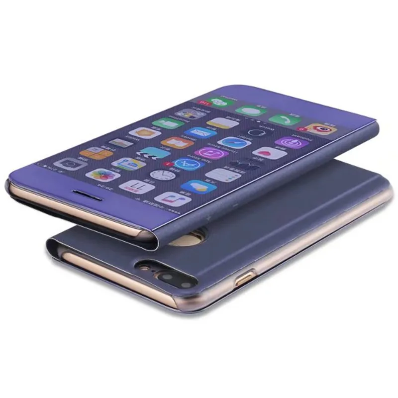 Роскошный прозрачный зеркальный флип чехол для Apple iphone X XR XS plus 8 7 6S 6 7plus умный