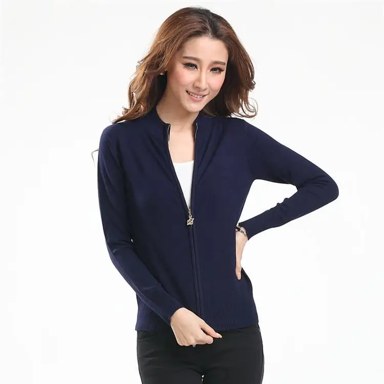 2017 новые высококачественные кардиган на молнии вязаное Свободное пальто Женский