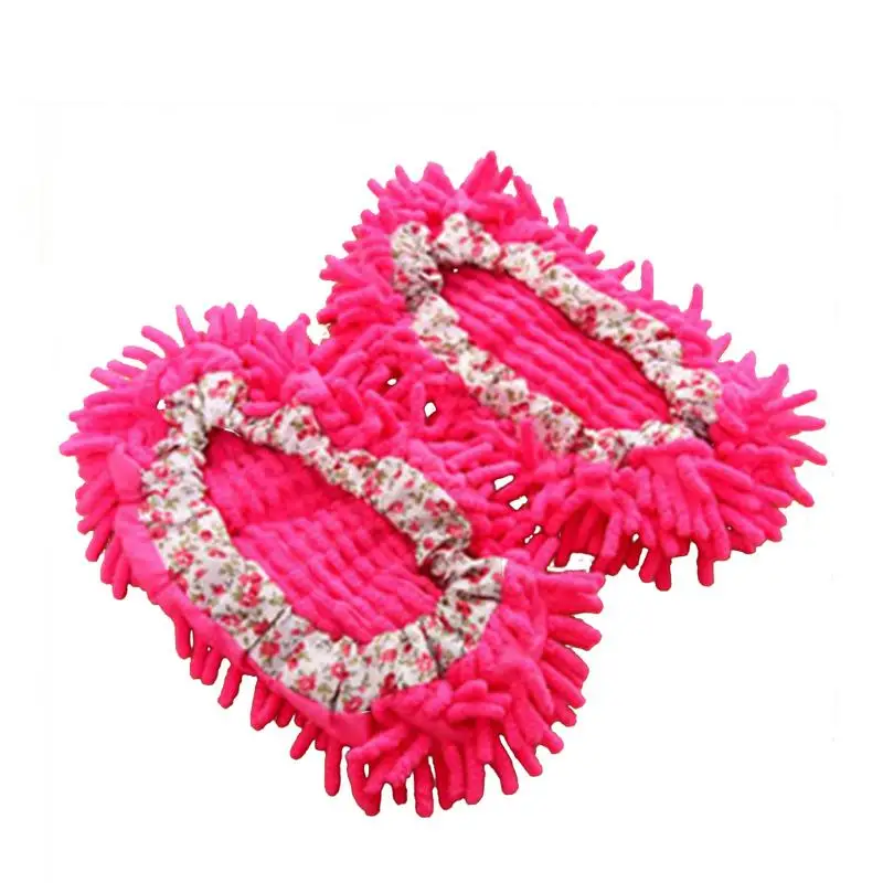 Rose red 2 шт.; многофункциональные тапочки для уборки пыли; обувь для уборки без застежки; шапки для швабры; домашние тапочки для чистки чехол; обувь для протирания - Цвет: Rose red