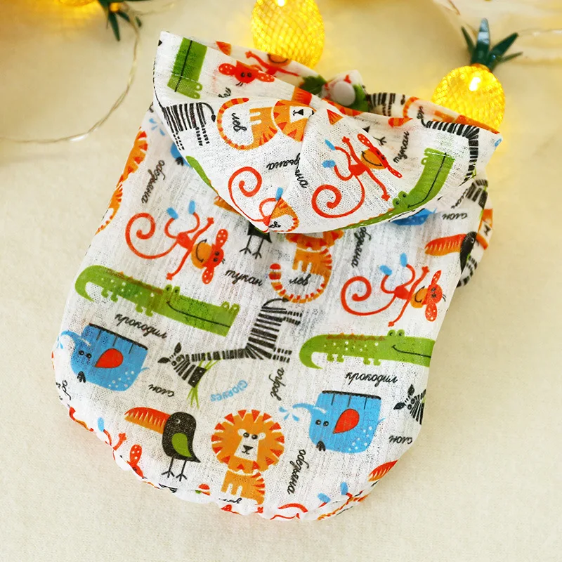 2019 летняя одежда для собак защиты от солнца принт с животными собака капюшоном