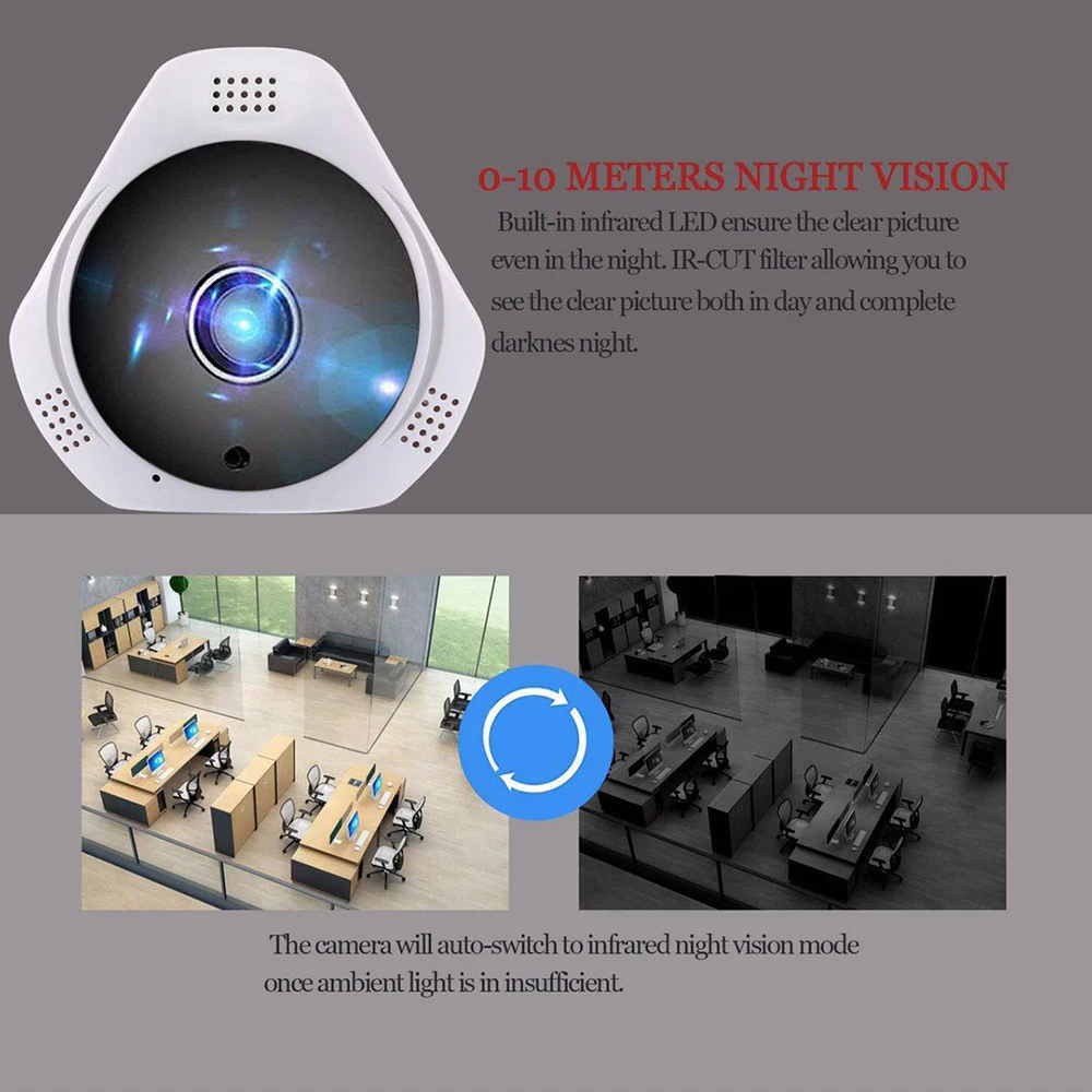 FREDI 3.0MP 1536 P Беспроводная ip-камера камера наблюдения 360 градусов панорамная рыбий