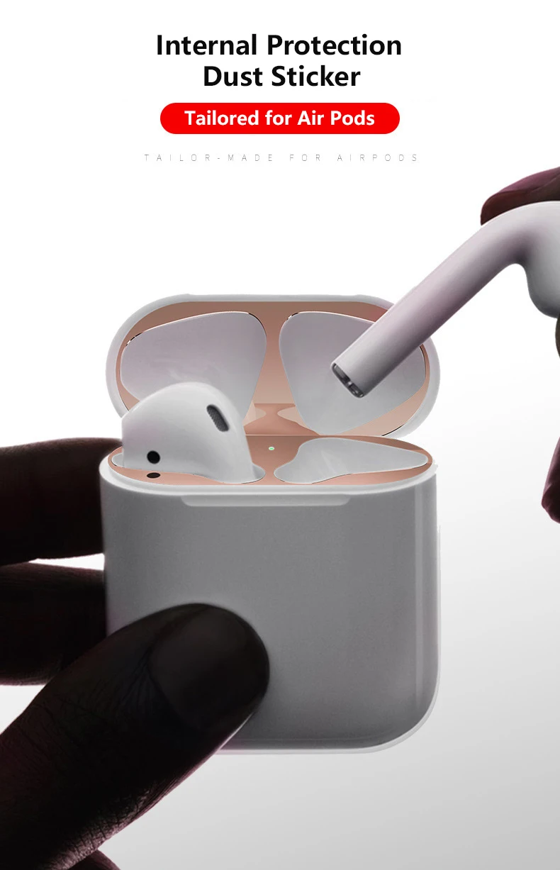 Металлическая Пылезащитная наклейка для Apple AirPods, чехол, аксессуар, защитная наклейка, защита кожи, AirPods, металлические чипы