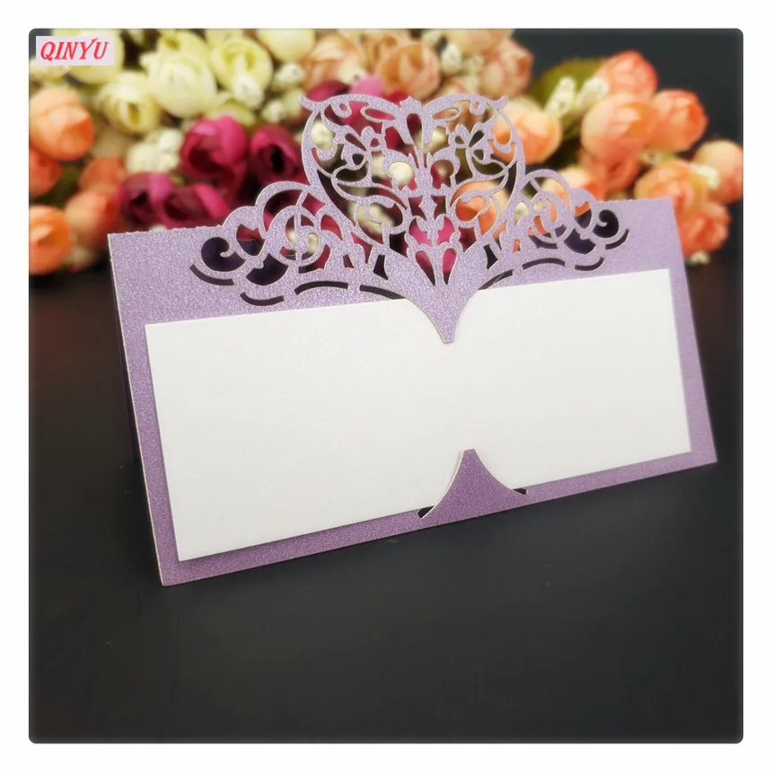 100 шт. настольные карты с лазерной гравировкой в форме сердца для празднования