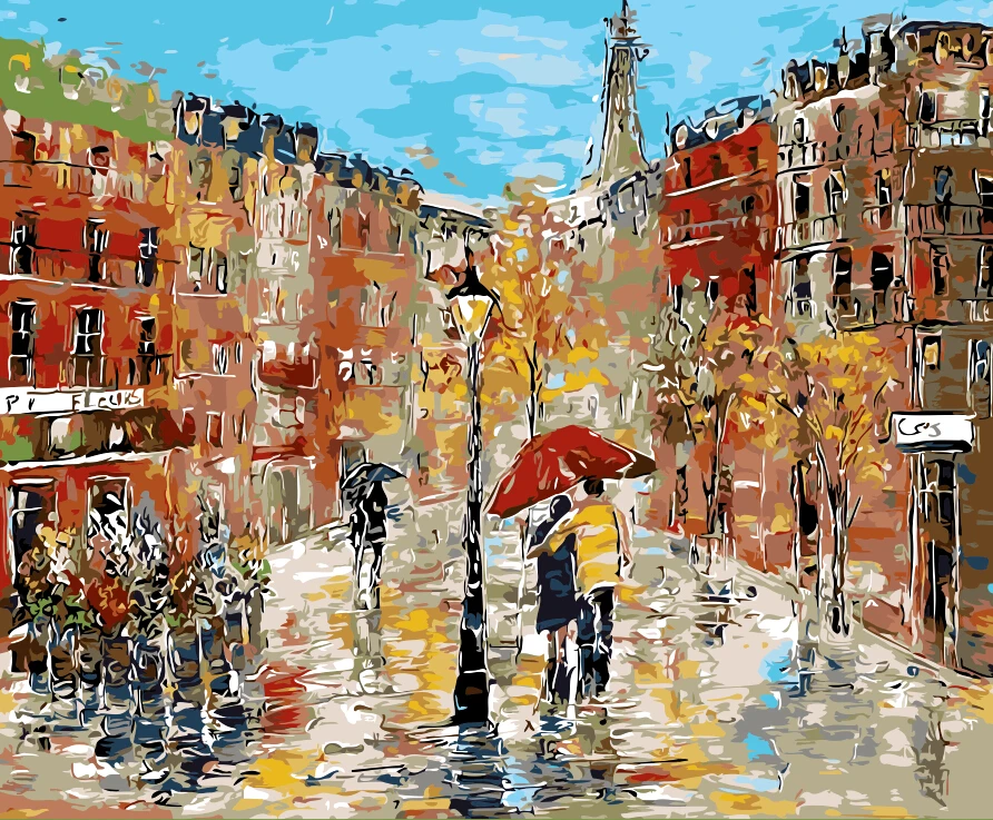 Любовь в Париже картина маслом фотографии по номерам цифровые Париж здание