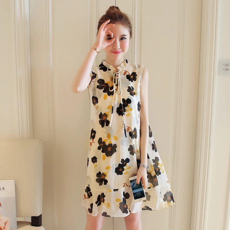 Vonkonmygo женские платья sleeless Floral материнства одежда беременности | Мать и ребенок