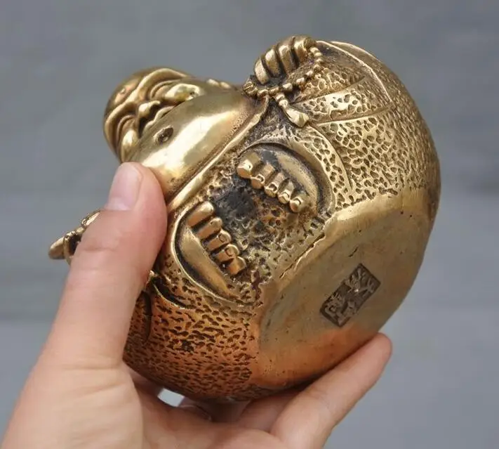 

Chinese brass Wealth Ruyi happy laugh Maitreya Buddha statue