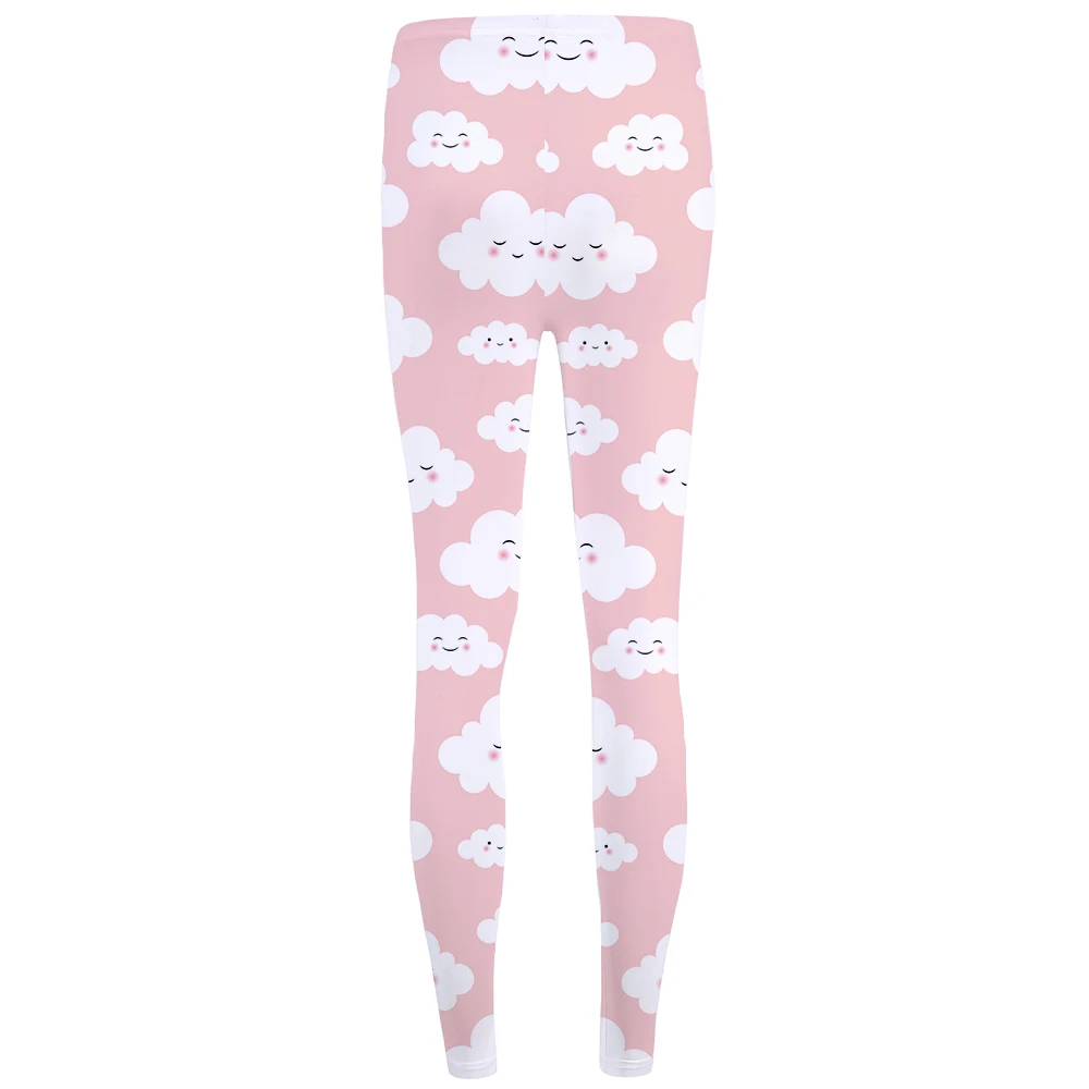 Женские блестящие леггинсы KYKU розовые с 3D принтом быстросохнущие|cloud leggings|printed