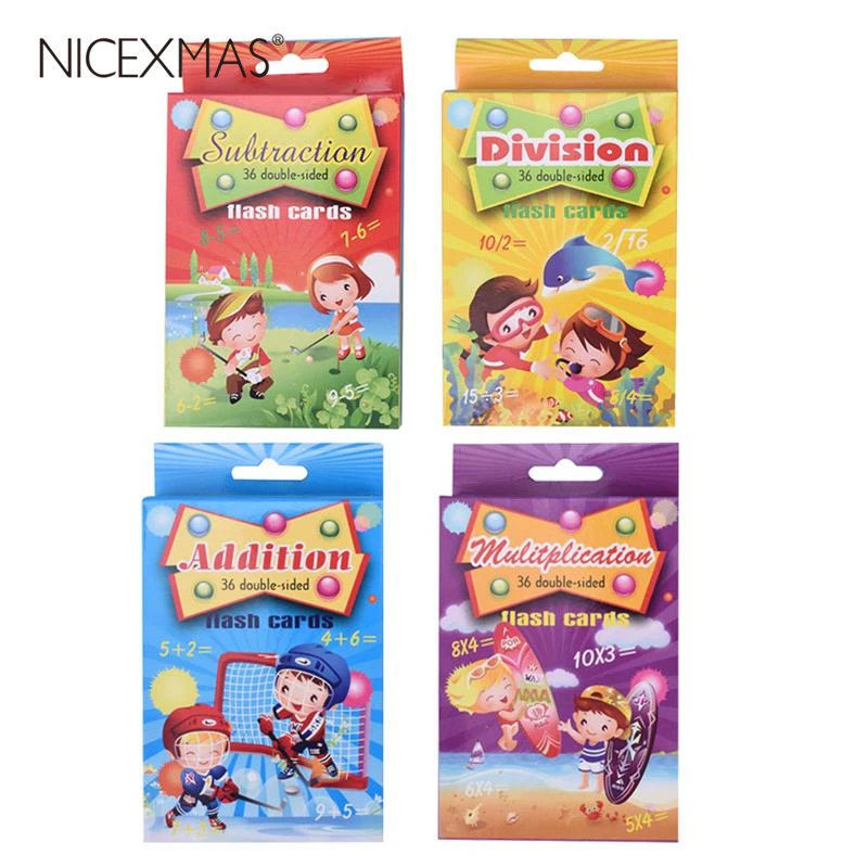 4 упаковки обучающих флеш карт вычитание умножение сложение карты для детей