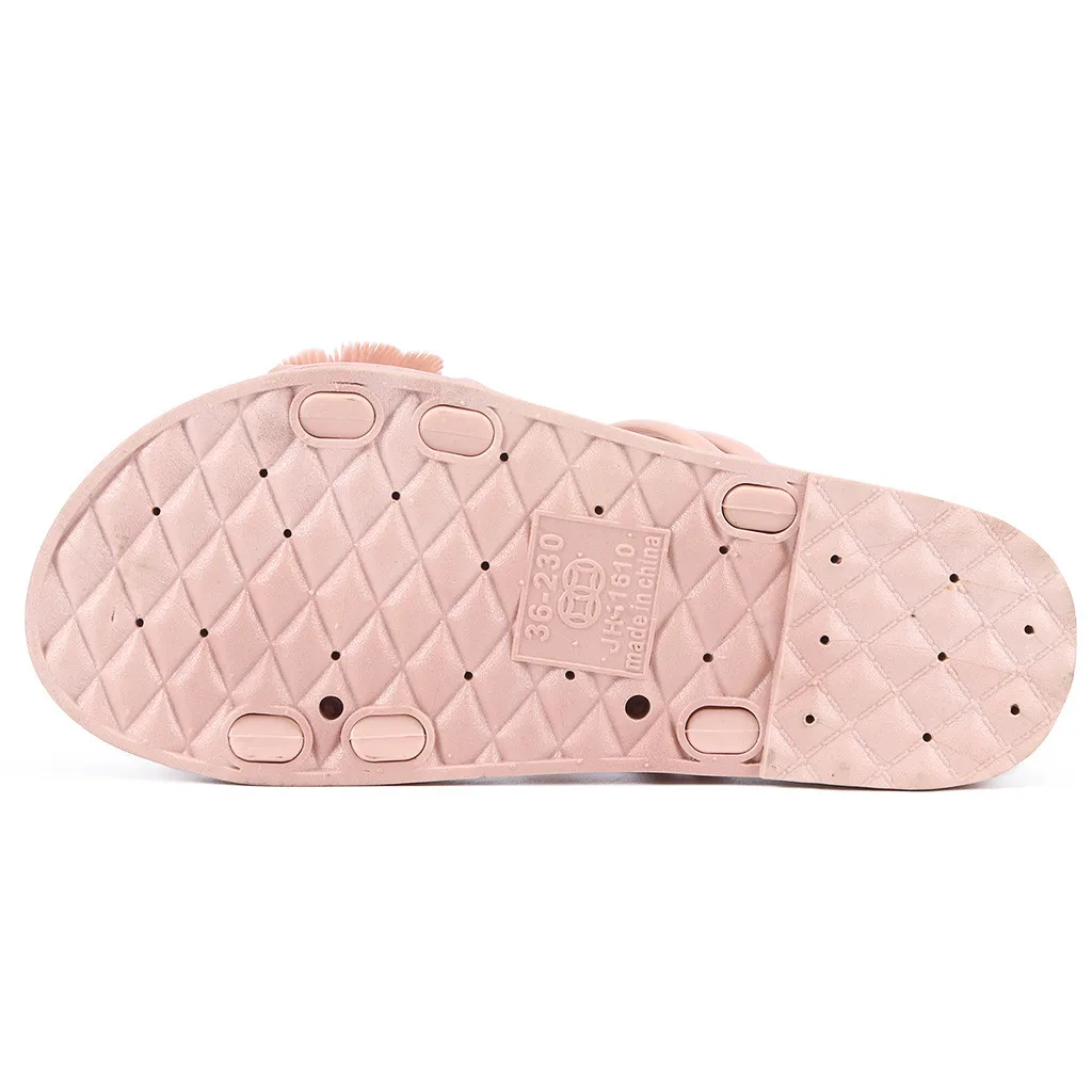 Женские сандалии на толстой подошве с цветочным принтом тапочки открытым носком