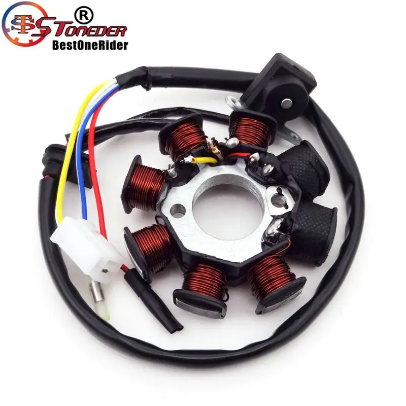 Stonder 8 Катушек статор для двигателя GY6 49cc 50cc Sunl Roketa Vespa Jonway Znen Jmstar Kazuma китайский