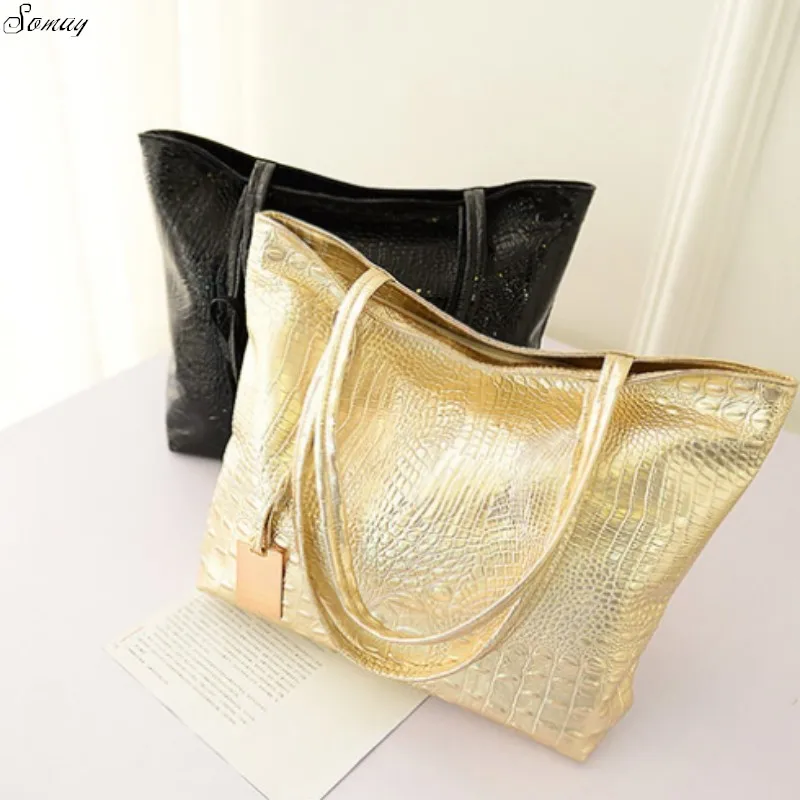 Брендовые модные повседневные женские сумки на плечо серебристые золотистые