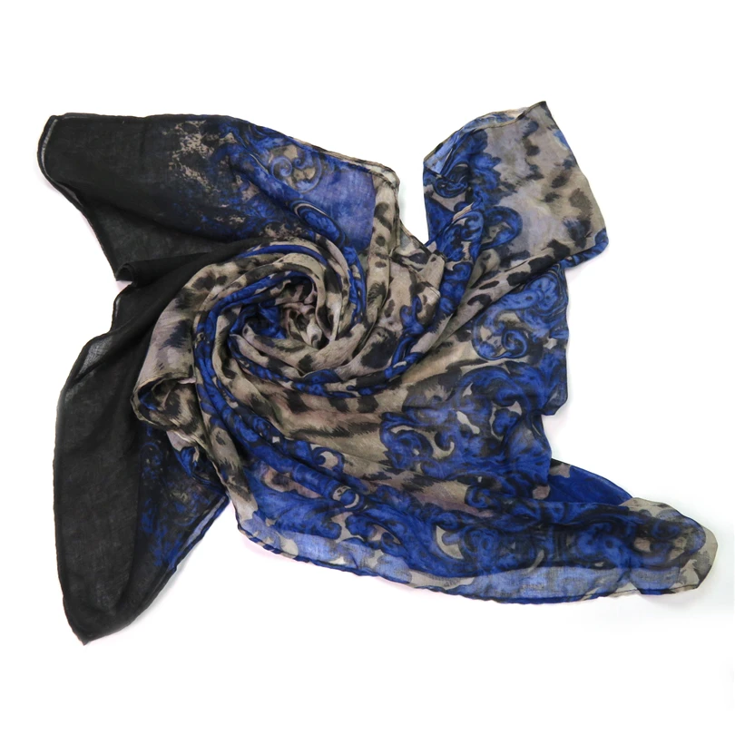 Шарф для женщин шали и шарфы 2017 мода обертывание бандана винтажный принт синие