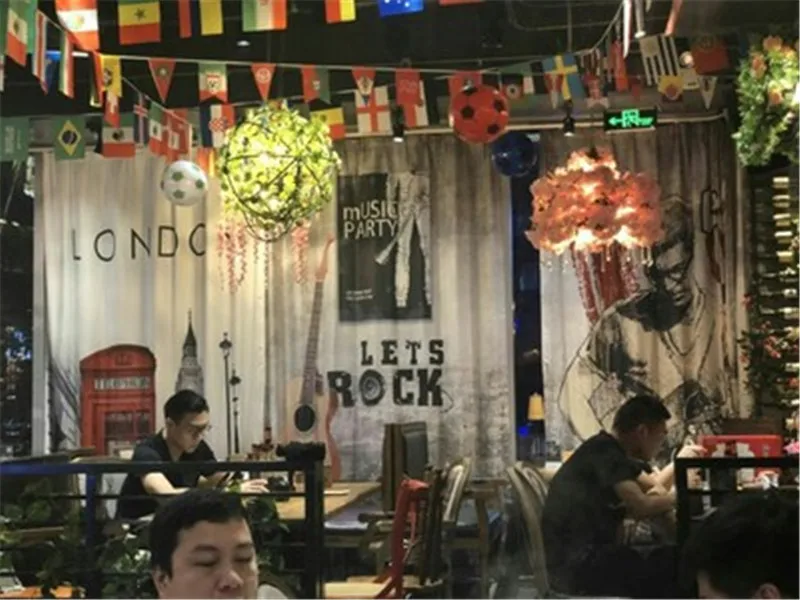 Индивидуальные панковские страсти гитара Рок шторы Бар Ресторан промышленный