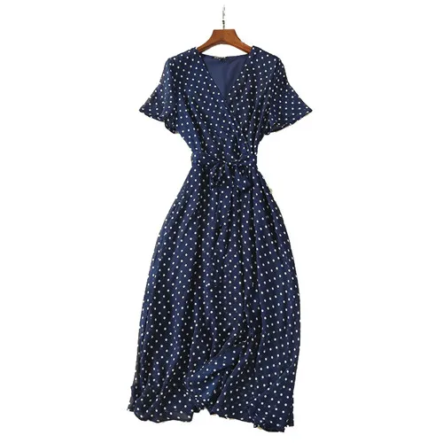 Элегантное шифоновое платье миди с v образным вырезом Новое поступление 2018