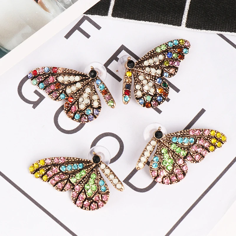 Новые цветные дизайнерские серьги в виде бабочек для женщин простые гвоздики из
