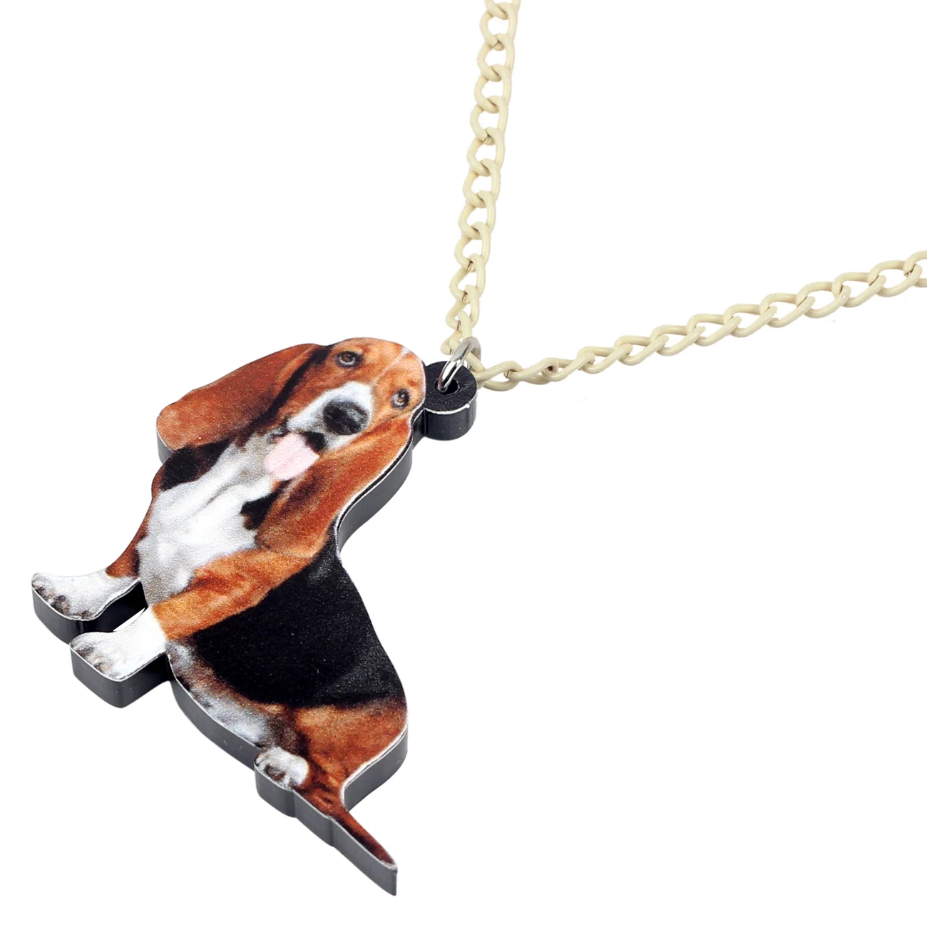 Bonsny Acrylic Cute Basset Hound Dog Necklace Pendant Chain Choker Collar Animal Pet Jewelry For Women Girls Teens Accessories | Украшения