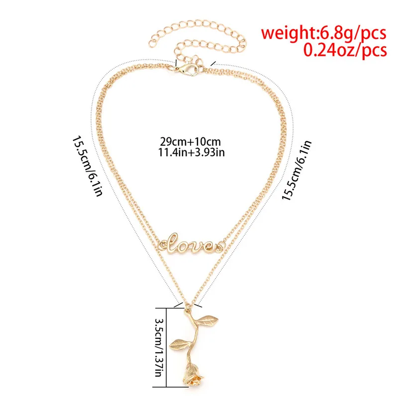 Двойная Цепочка Moveon чокер с надписью Love Rose ожерелье подвеской до ключиц