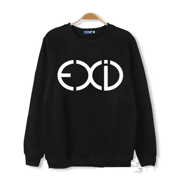 Весна Осень kpop exid Логотип Печать О образным вырезом тонкие толстовки для мужчин и