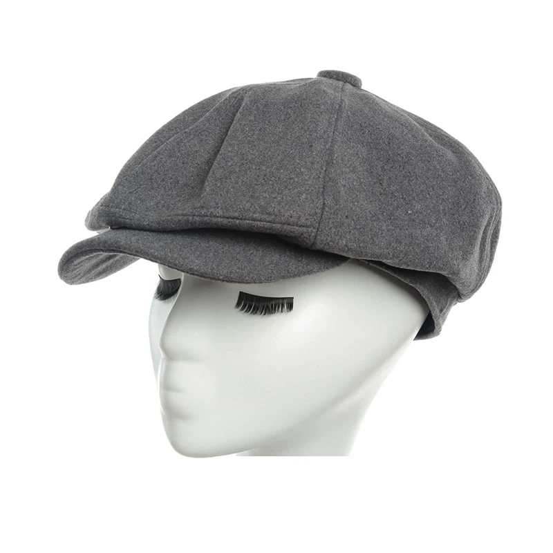 Light Gray Шерстяная восьмиугольная кепка, газетный берет, шапка для мужчин, для папы, плюща, кепка s, для гольфа, для вождения, плоская, таксистка, плоская шапка, Осень-зима - Цвет: Light Gray
