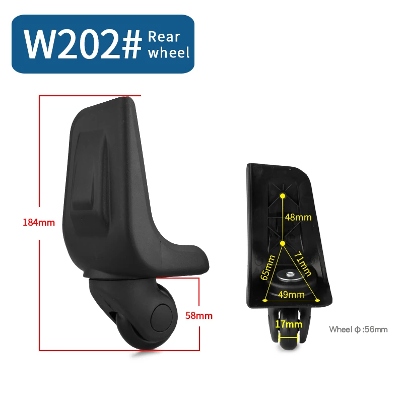 W202(2Wheels)rear Колесики для чемоданов, аксессуары для ремонта багажа, ролики, чемодан на колесах, Заводские выпускные колеса для деталей, сменные ролики - Цвет: W202(2Wheels)rear