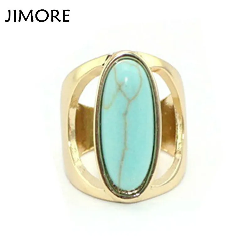 [JIMORE] Geometric Oval Stone Rings Fashion Finger Jewelry for Women Green Blue Natural Ring Party Cocktail ANN1216 | Украшения и
