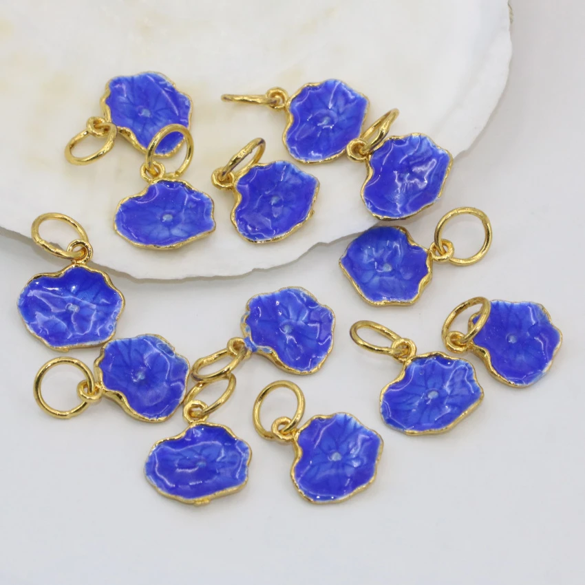 Бесплатная доставка амулеты эмалированные бусины в виде листьев синего лотоса