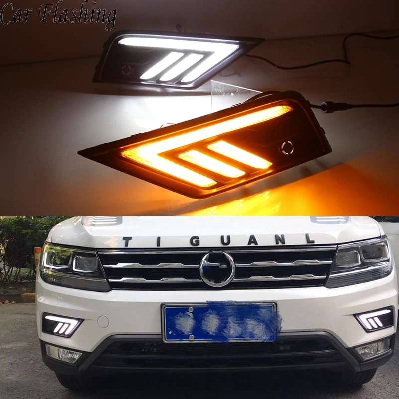Автомобильный мигающий светильник 2 шт. для Volkswagen VW Tiguan 2017 2018 2019 DRL Дневной ходовой