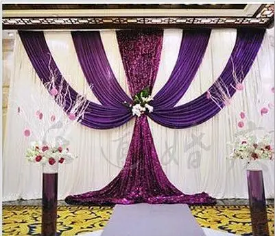 Cortina de fondo para boda, tel&oacute;n de lentejuelas de color p&uacute;rpura oscuro, tel&oacute;n de fondo para fiesta, decoraci&oacute;n de boda, env&iacute;o gratuito por DHL, 3x6m (10x20 pies)-2