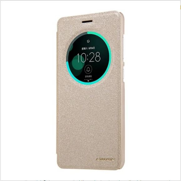 Золотой Чехол для asus zenfone 3 deluxe zs570kl, чехол, 5,7 дюймов, NILLKIN, блестящий, искусственная кожа, откидная крышка, умный, с окном, zs570kl, чехол - Цвет: Золотой