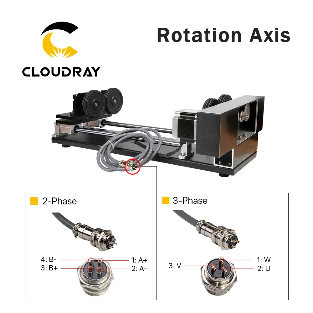 Cloudray роторная гравировальная насадка с роликами шаговые двигатели для лазерной гравировки режущая машина Модель A